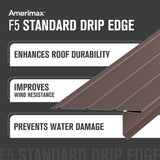 Amerimax F5 Standard Drip Edge, 2.88-in x 10-ft, Brown Aluminum