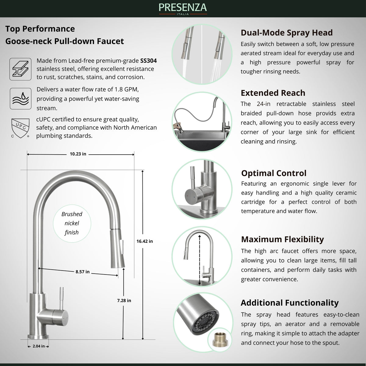 Presenza Brushed Steel Drop-In Utility Tub with Faucet