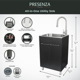 Presenza Brushed Steel Drop-In Utility Tub with Faucet