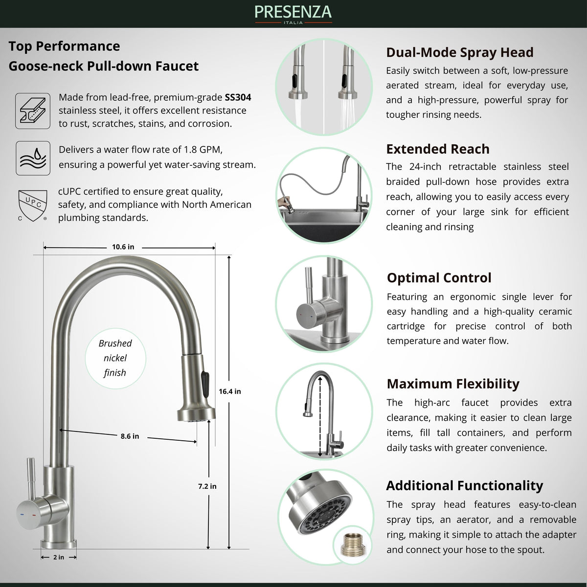 Presenza 24.1-in x 21.3-in Brushed Steel Utility Tub with Faucet