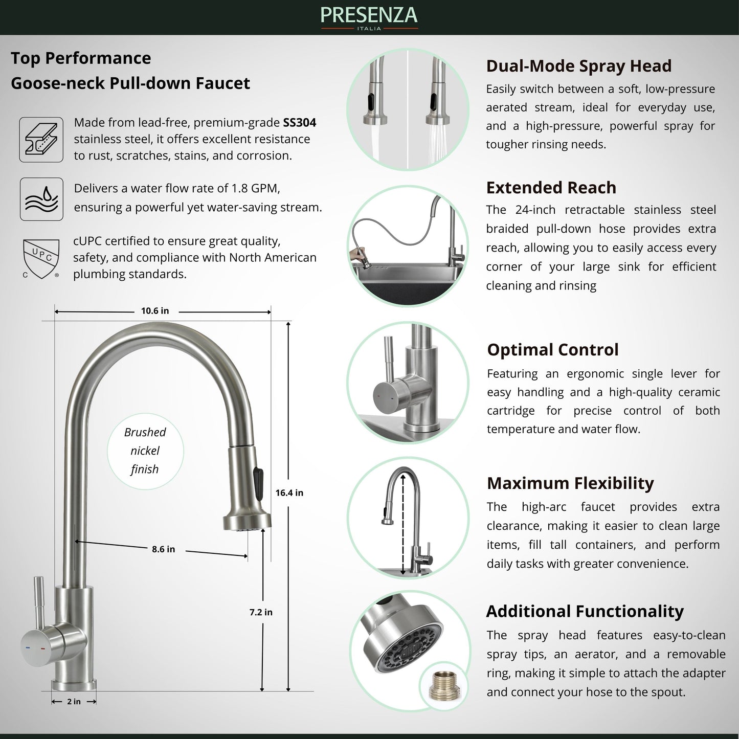 Presenza 24.1-in x 21.3-in Brushed Steel Utility Tub with Faucet
