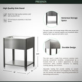 Presenza 24.1-in x 21.3-in Brushed Steel Utility Tub with Faucet