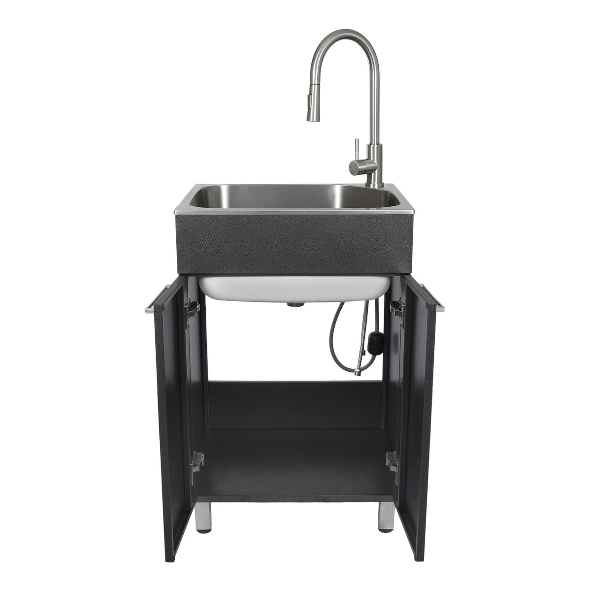 Presenza Brushed Steel Drop-In Utility Tub with Faucet