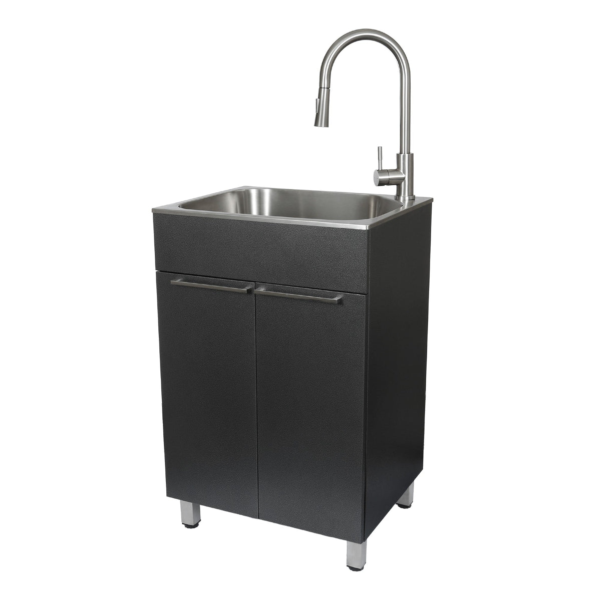 Presenza Brushed Steel Drop-In Utility Tub with Faucet