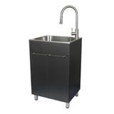 Presenza Brushed Steel Drop-In Utility Tub with Faucet