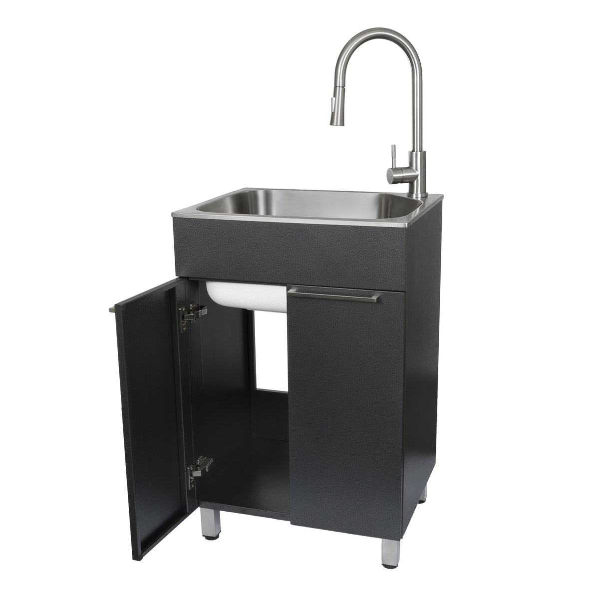 Presenza Brushed Steel Drop-In Utility Tub with Faucet