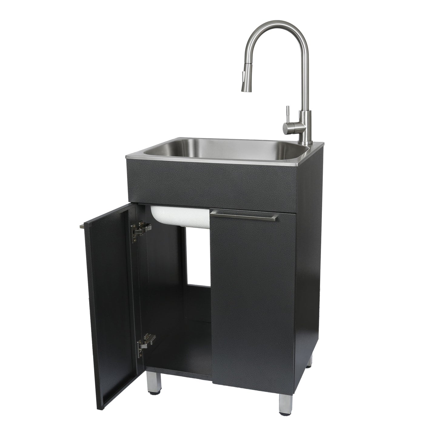 Presenza Brushed Steel Drop-In Utility Tub with Faucet
