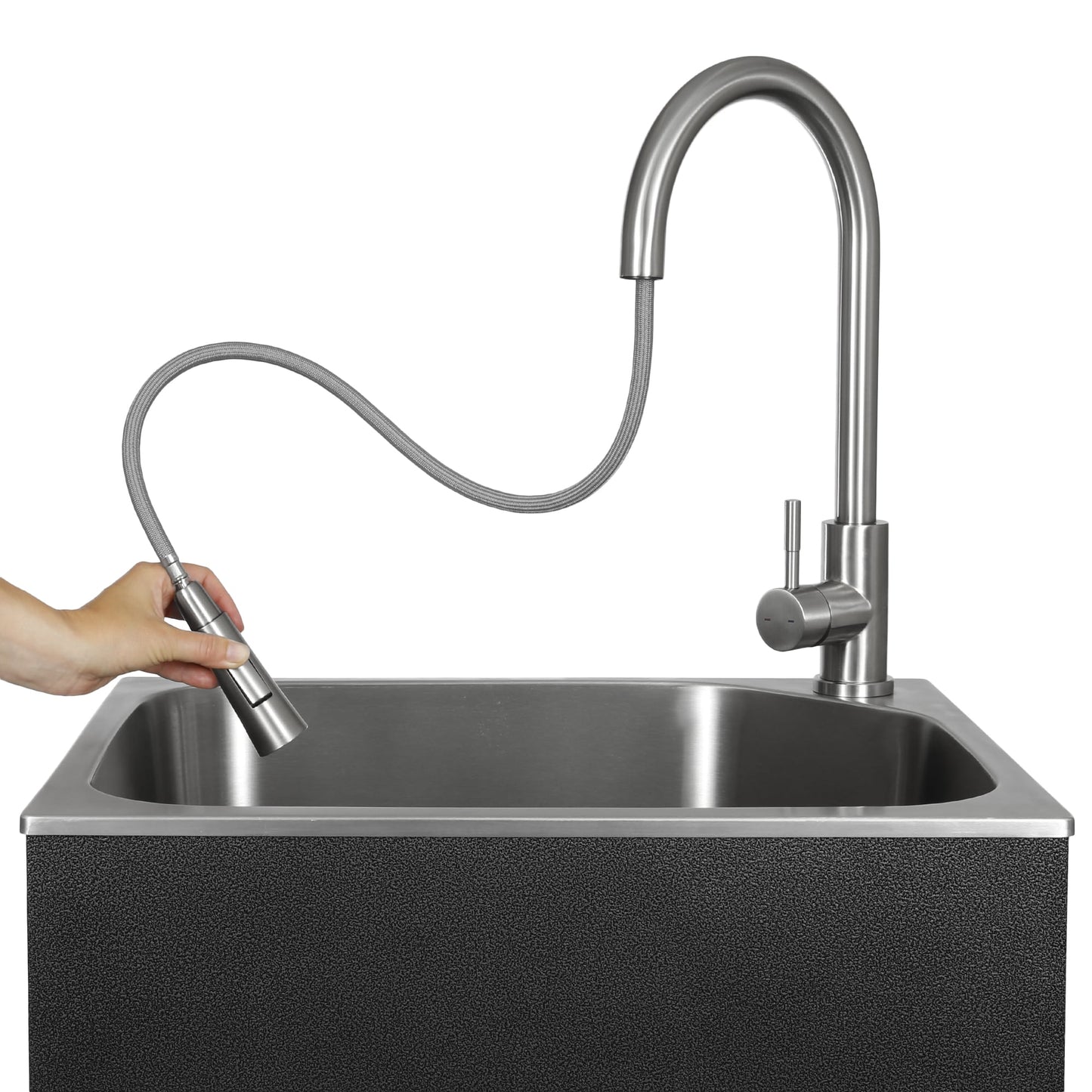 Presenza Brushed Steel Drop-In Utility Tub with Faucet
