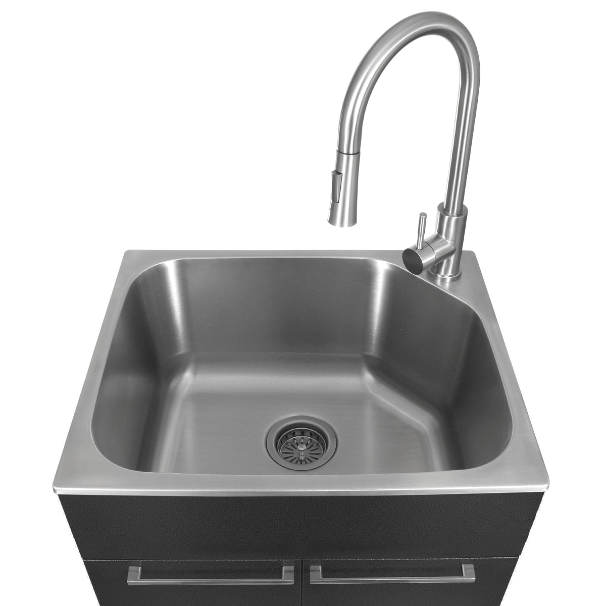 Presenza Brushed Steel Drop-In Utility Tub with Faucet