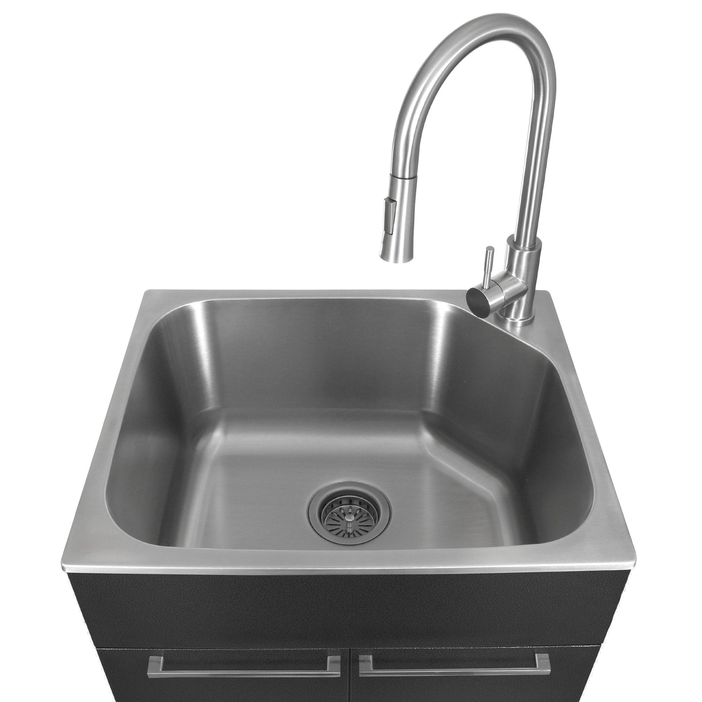 Presenza Brushed Steel Drop-In Utility Tub with Faucet