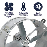 1300 CFM Mill Electric Powered Gable Mount Electric Attic Fan - Super Arbor
