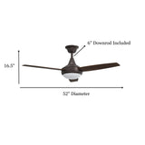 Harbor Breeze Beach Creek 52-in Bronze Indoor Ceiling Fan with Integrated LED Light Kit and Remote (3-Blade)