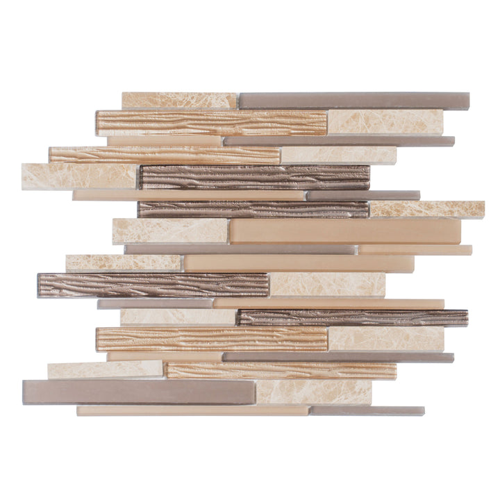Apollo Tile Soleil Gray and Beige 12-in x 12-in Multi-finish Natural stone Marble Patterned Mosaic Floor and Wall Tile product image