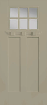 Pella 36-in x 80-in Fiberglass Craftsman Left-Hand Inswing Sage Painted Prehung Single Front Door with Brickmould, Insulating Core