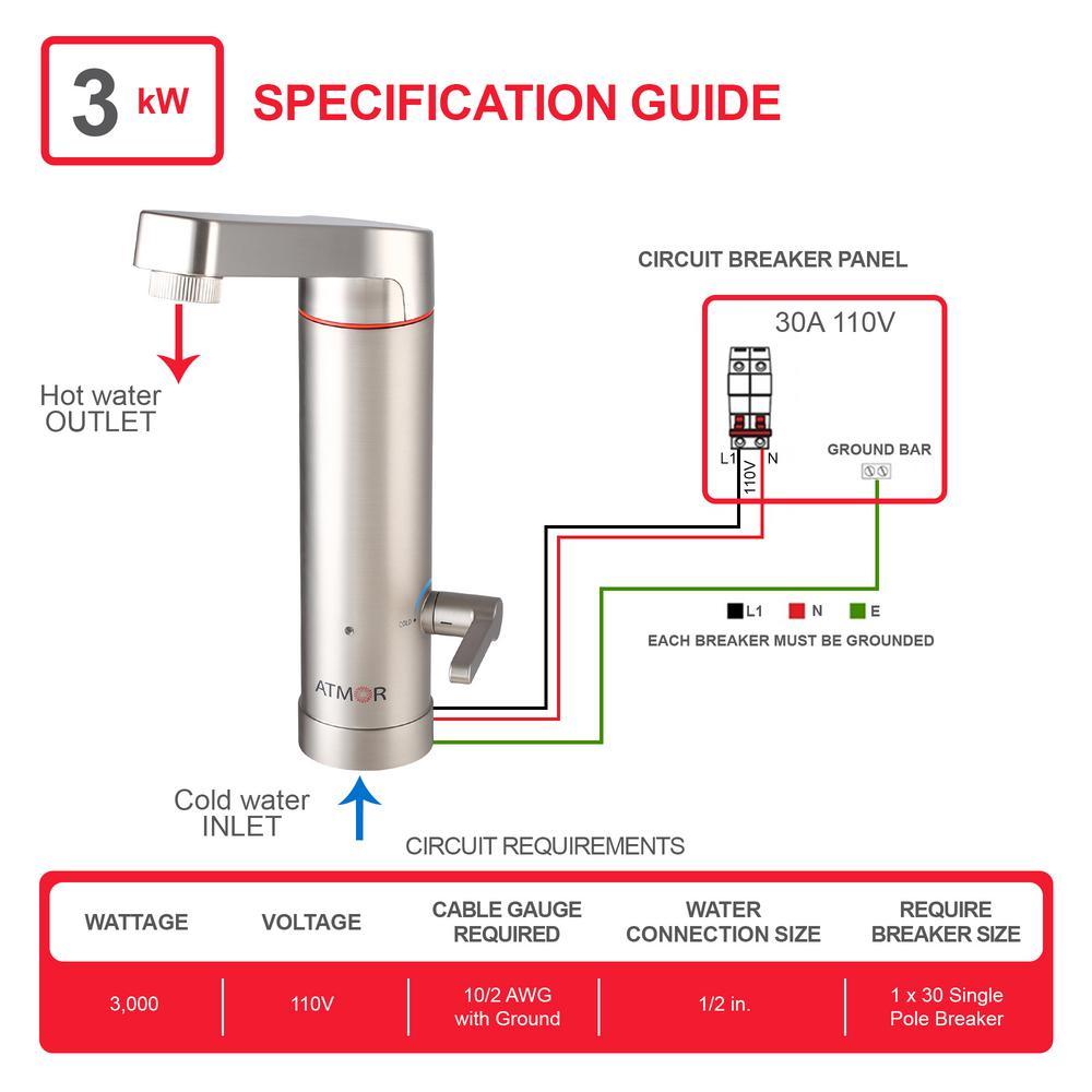 HoTap 3kW 0.5 GPM 2-in-1 Electric Tankless Water Heater / Faucet - Super Arbor