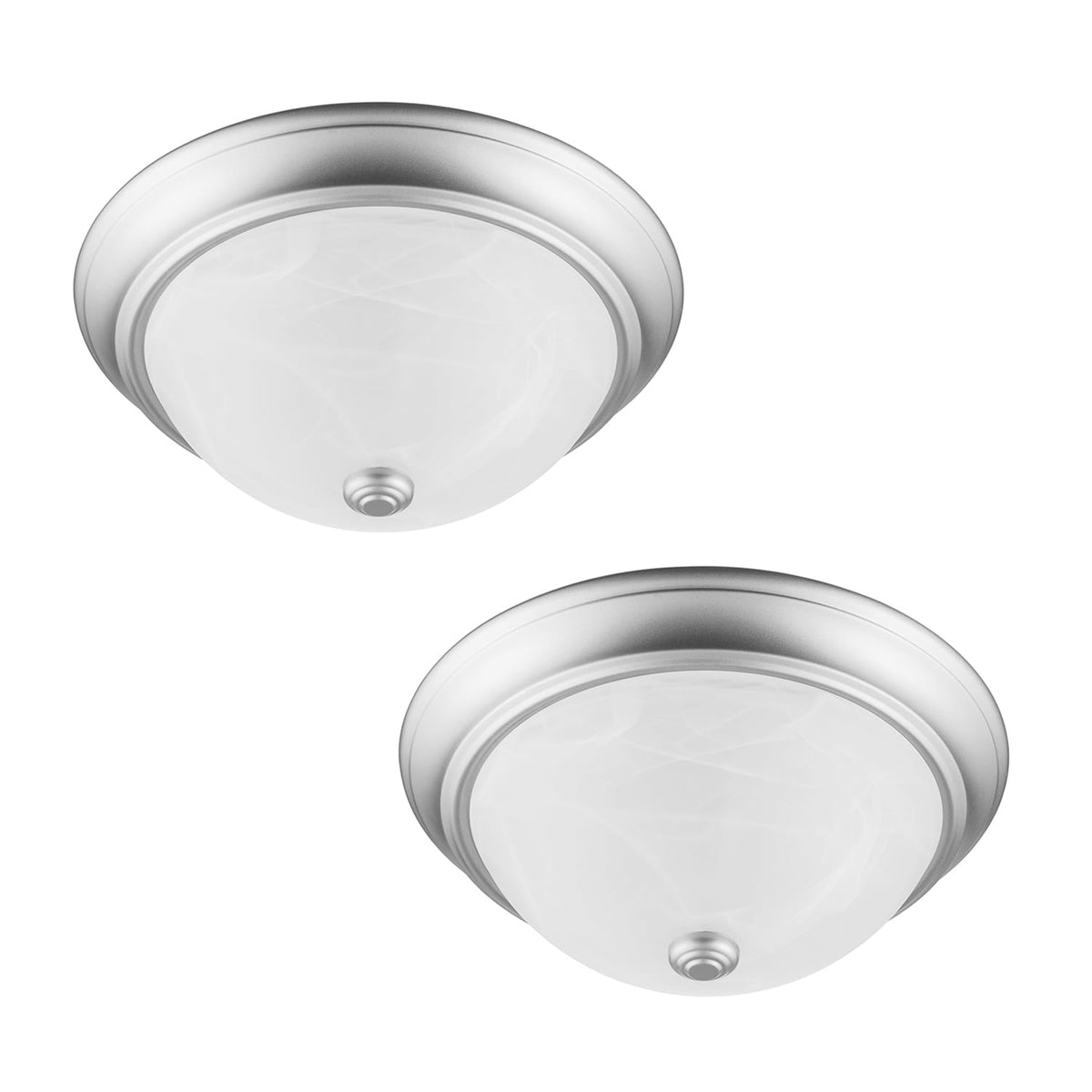 Project Source 2-Pack 13-in Satin Nickel Traditional Flush Mount Light