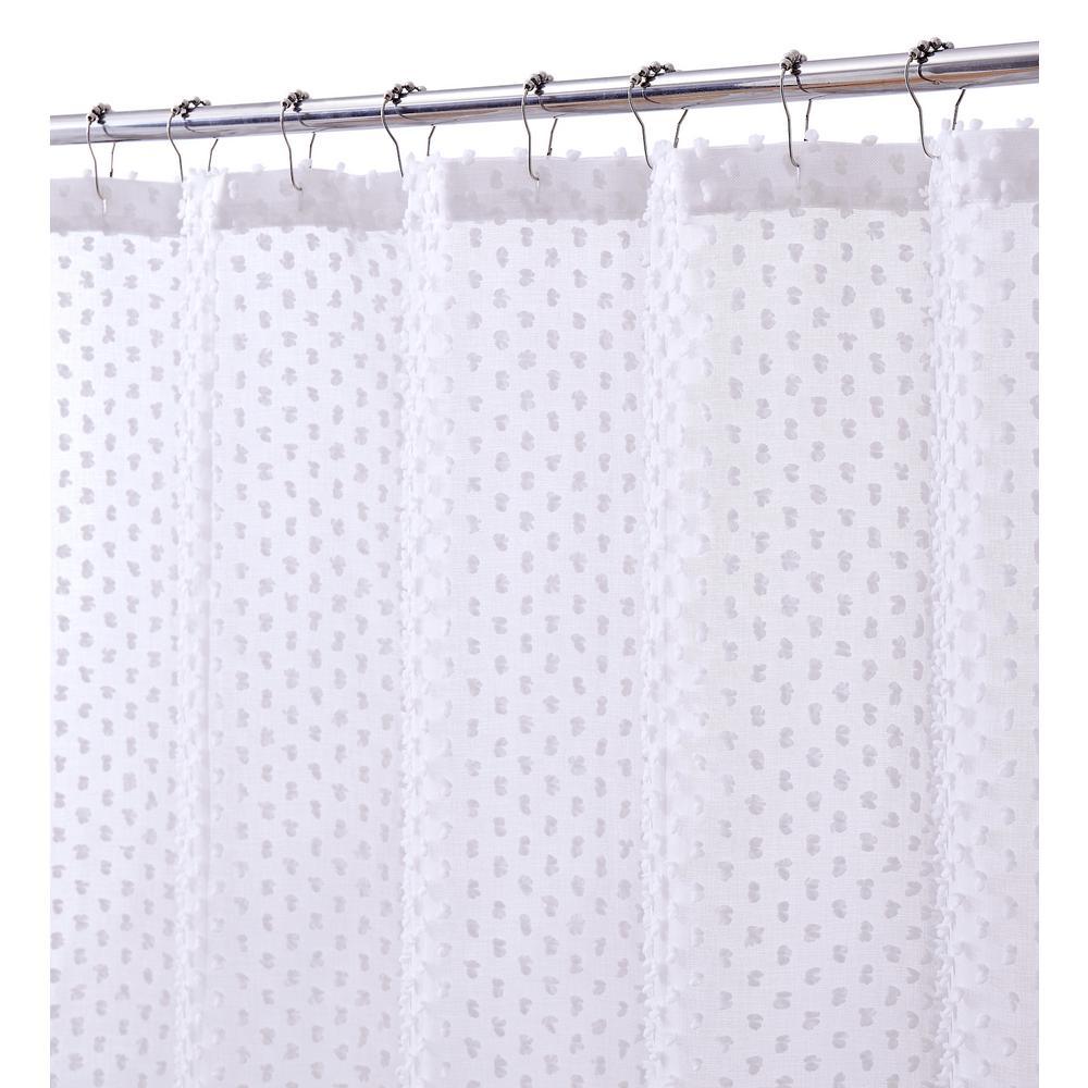 Valeria 70 in. x 72 in. White Shower Curtain - Super Arbor