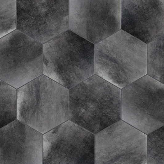 Affinity Tile Industrial Hex Black 9-in x 10-in Multi-finish Porcelain Hexagon Floor and Wall Tile product image