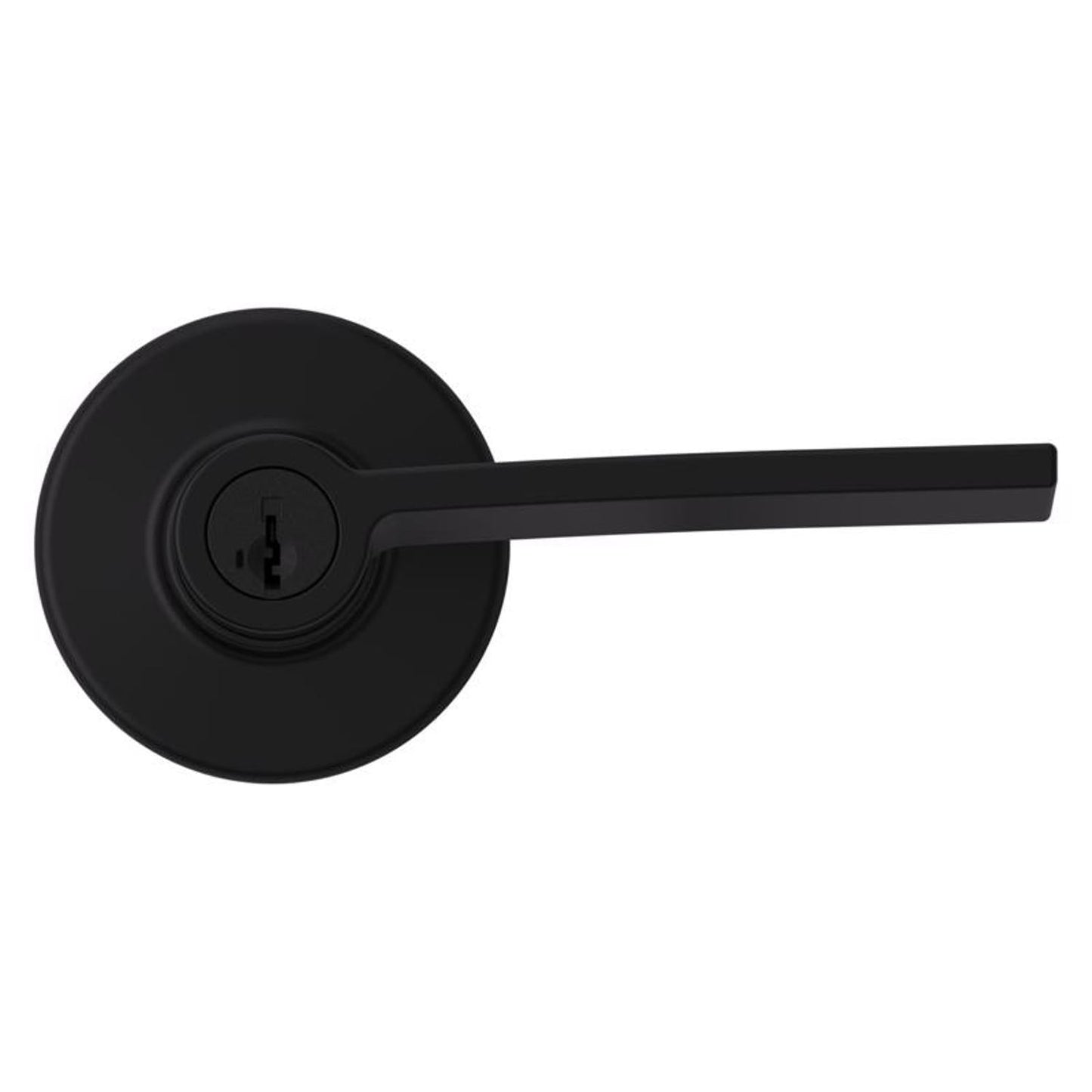 Kwikset Ladera Matte Black Keyed Entry Lever, ANSI/BHMA Grade 3, 2-3/4 in Backset
