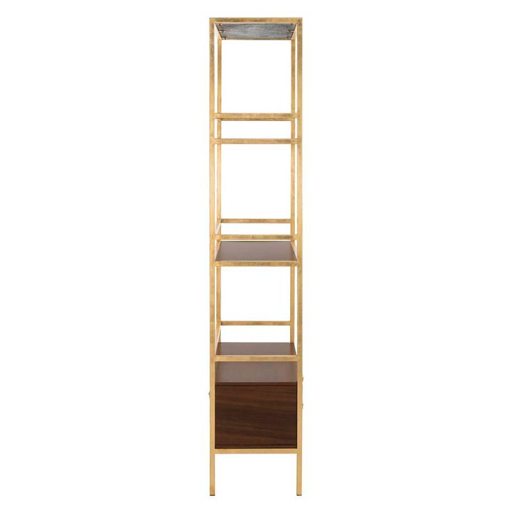 Safavieh Mateo Gold/Walnut Metal Etagere
