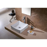 Square Bathroom Ceramic Vessel Sink Art Basin in White - Super Arbor