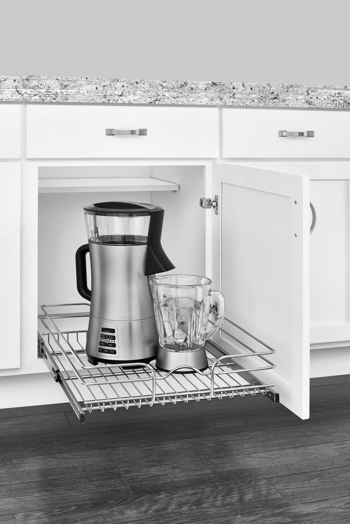 Rev-A-Shelf 14.5-in W x 6-in H Single-Tier Soft-Close Pull-Out Chrome Metal Basket, 22-in D (59-15SC-5)