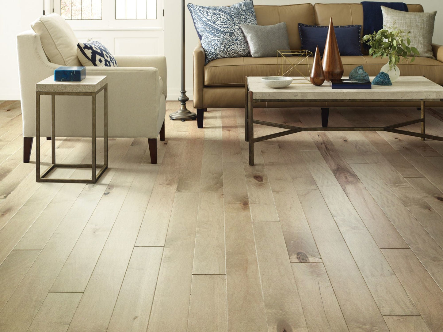 Shaw Maple Café Au Lait hardwood flooring — installed room view