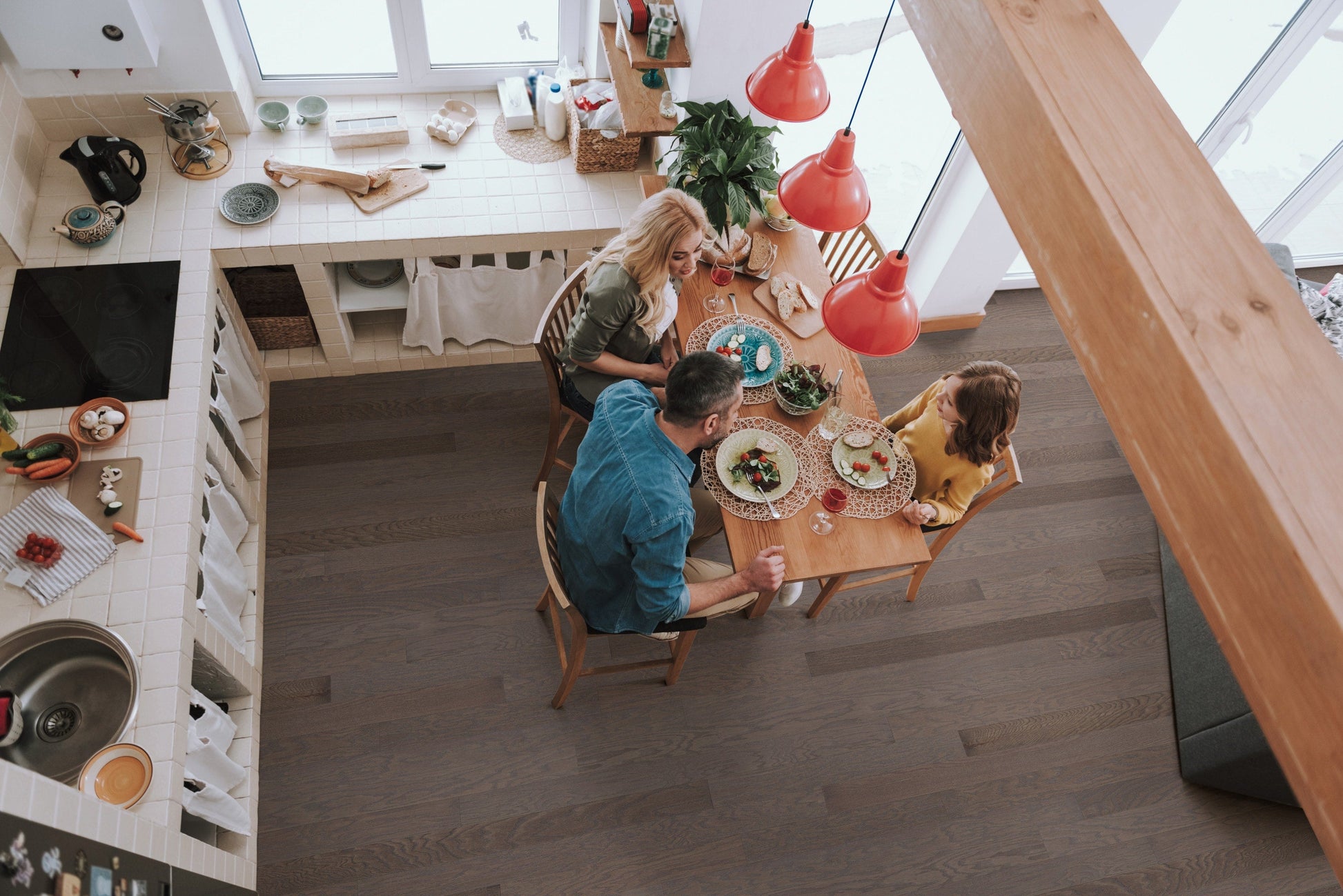 Shaw Red oak Borgia hardwood flooring — installed room view