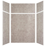 Expressions 48 in. x 48 in. x 96 in. 4-Piece Easy Up Adhesive Alcove Shower Wall Surround in Bianca - Super Arbor
