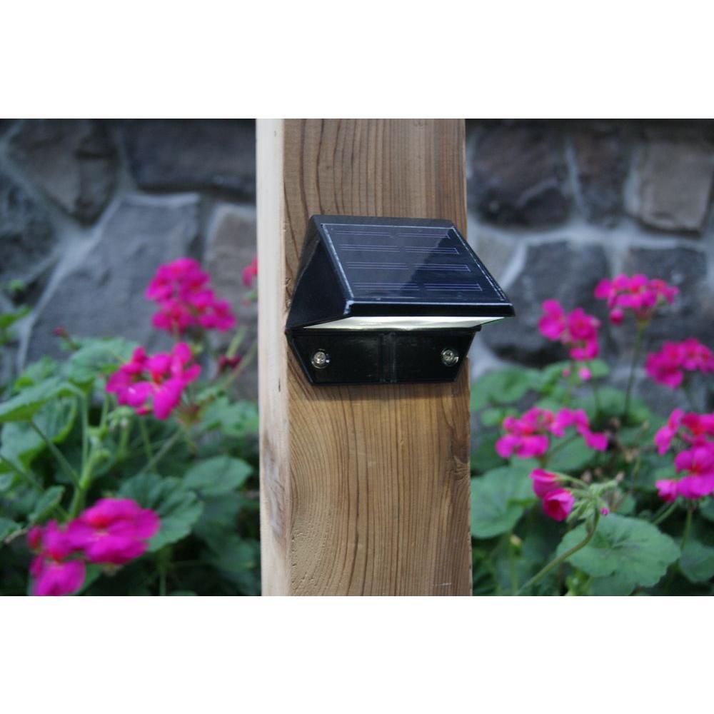 Solar 2-LED Outdoor Black Integrated LED Deck and Wall Light (2-Pack) - Super Arbor
