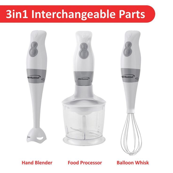 2-Speed White Hand Mixer Blender and Food Processor with Balloon Whisk