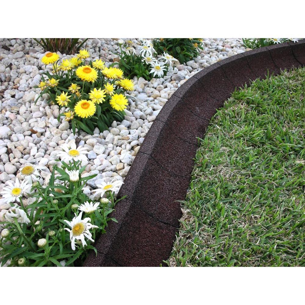 4 ft. Brown Rubber Curb Landscape Edging (4-Pack) - Super Arbor