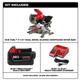 M18 FUEL 18-Volt Lithium-Ion Brushless Cordless 7-1/4 in. Dual Bevel Sliding Compound Miter Saw Kit w/One 5.0Ah Battery - Super Arbor