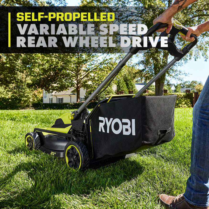 RYOBI 40V HP Brushless 21 in. Self-Propelled Cordless Lawn Mower with SMART TREK, (2) 6.0Ah Batteries & Charger