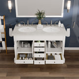 Eviva Elite Stamford 48 in. W x 24 in. D x 34 in. H Double Bath Vanity in White with White Carrara Top and Undermount White Sinks