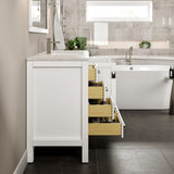 Eviva London 54 in. W x 18 in. D x 34 in. H Bathroom Vanity in White with White Carrara Marble/Quartz Top and White Sink