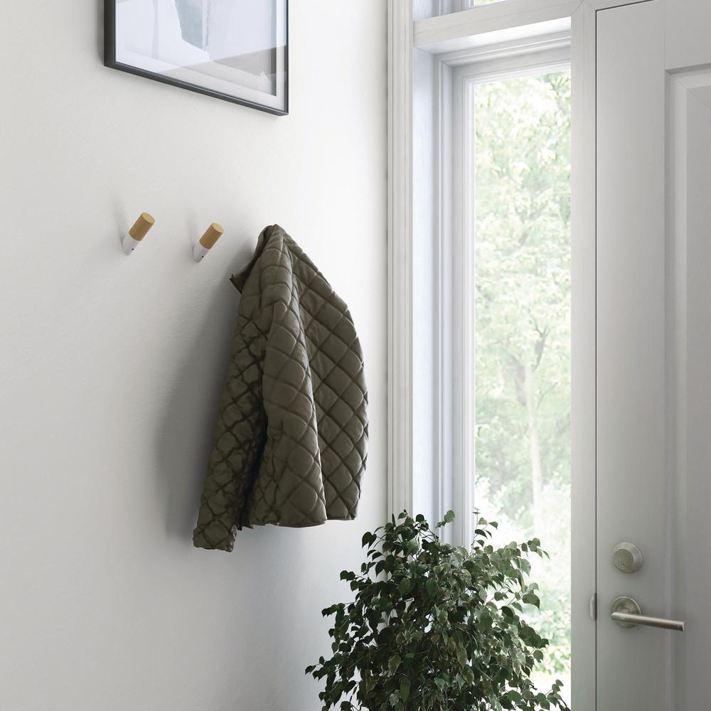 Modern Slant 2-1/4 in. White and Pine Single Prong Hook (5-Pack) - Super Arbor