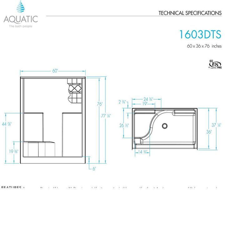 Everyday 60 in. x 36 in. x 76 in. 1-Piece Shower Stall with Right Seat and Center Drain in White