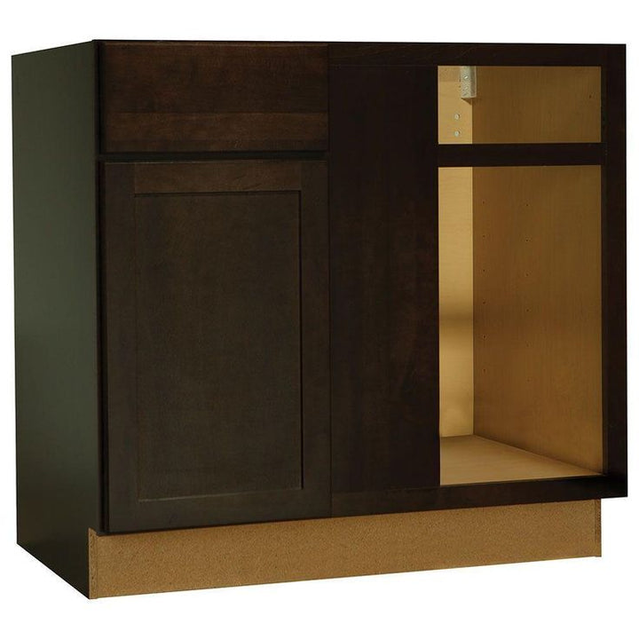 Shaker Assembled 36x34.5x24 in. Blind Base Corner Kitchen Cabinet in Java