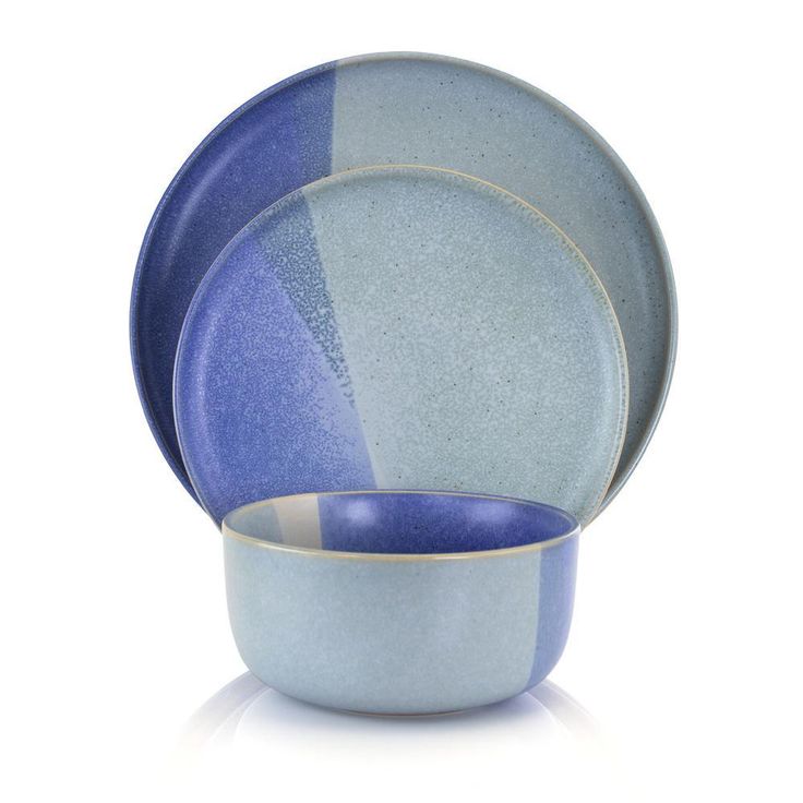 Convergence 16-Piece Casual Blue Stoneware Dinnerware Set (Service for 4)