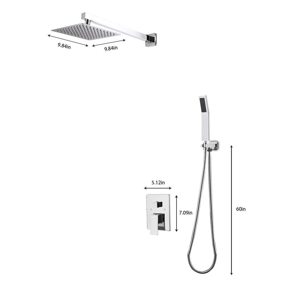 1-Spray Patterns with 1.5 GPM 10 in. Wall Mount Dual Shower Heads in Chrome - Super Arbor