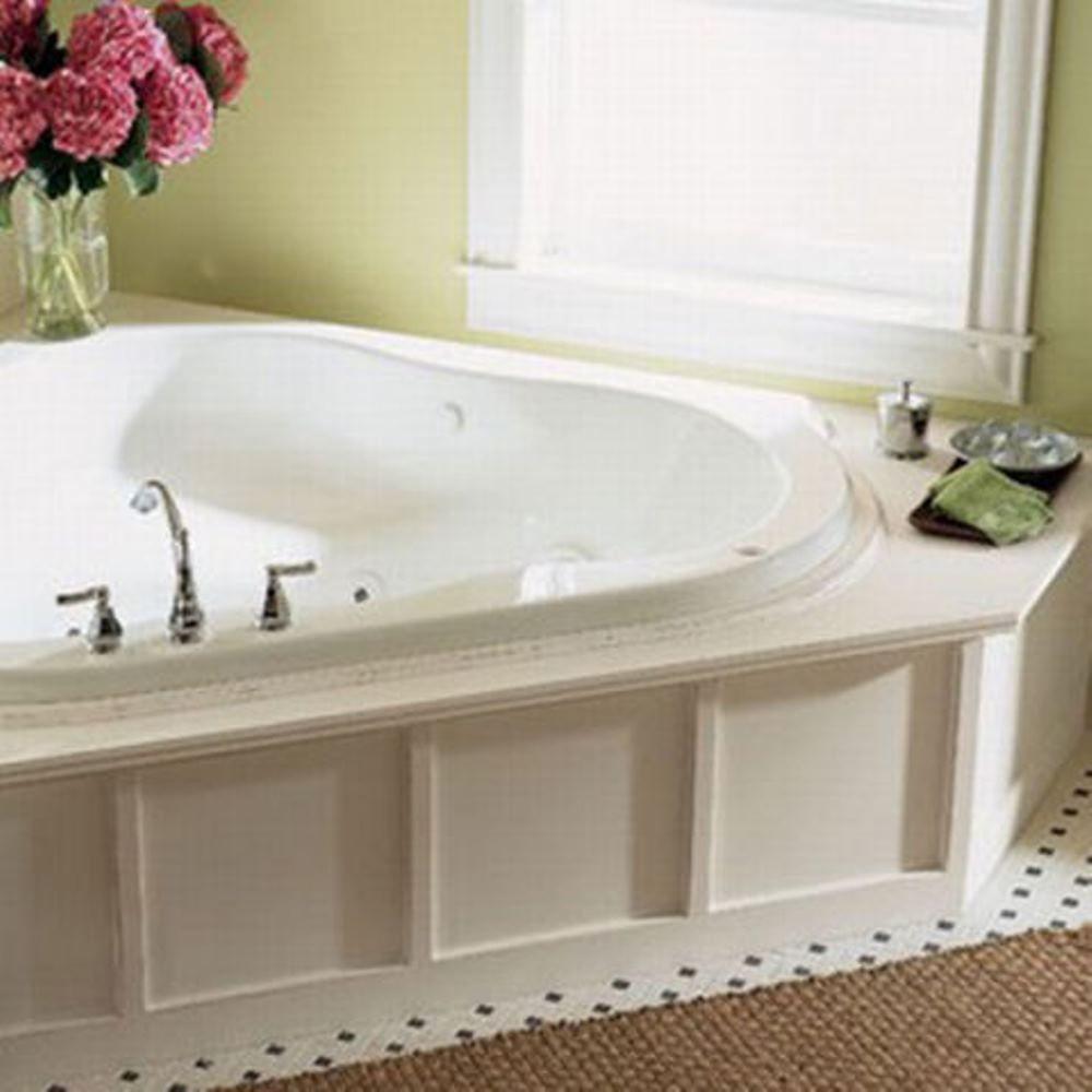 EverClean 77 in. Acrylic Corner Drop-in Whirlpool Bathtub in White - Super Arbor