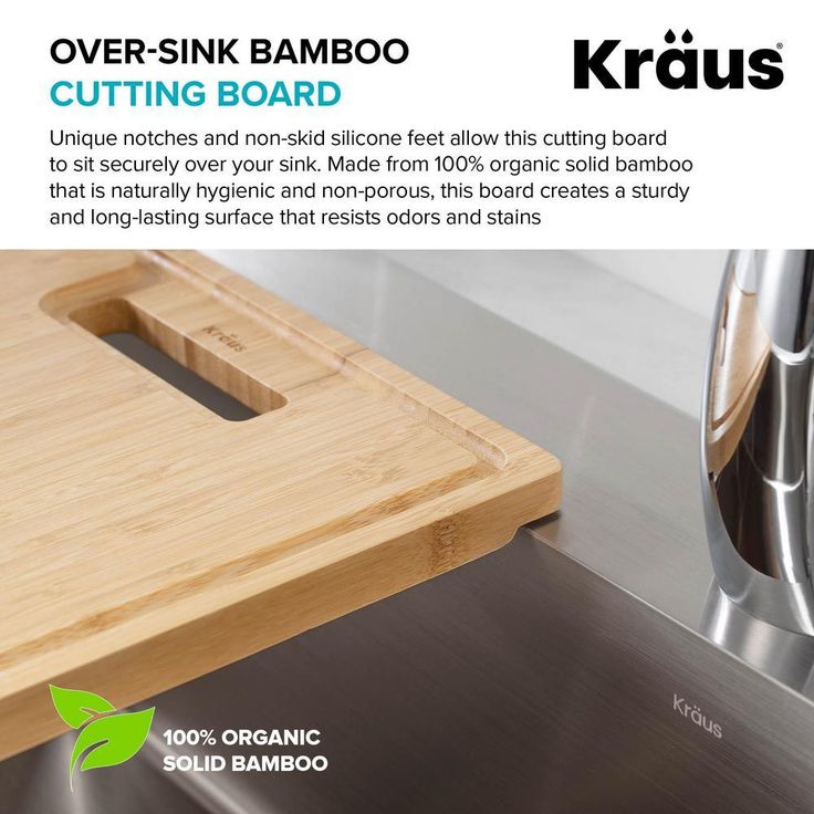 19.5 in. x 12 in. Rectangle Organic Solid Bamboo Cutting Board for Kitchen Sink