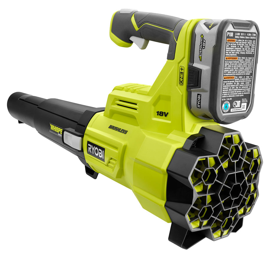 RYOBI 110 MPH 410 CFM 18V ONE+ Brushless Cordless Jet Fan Blower Kit with 4Ah Battery and Charger