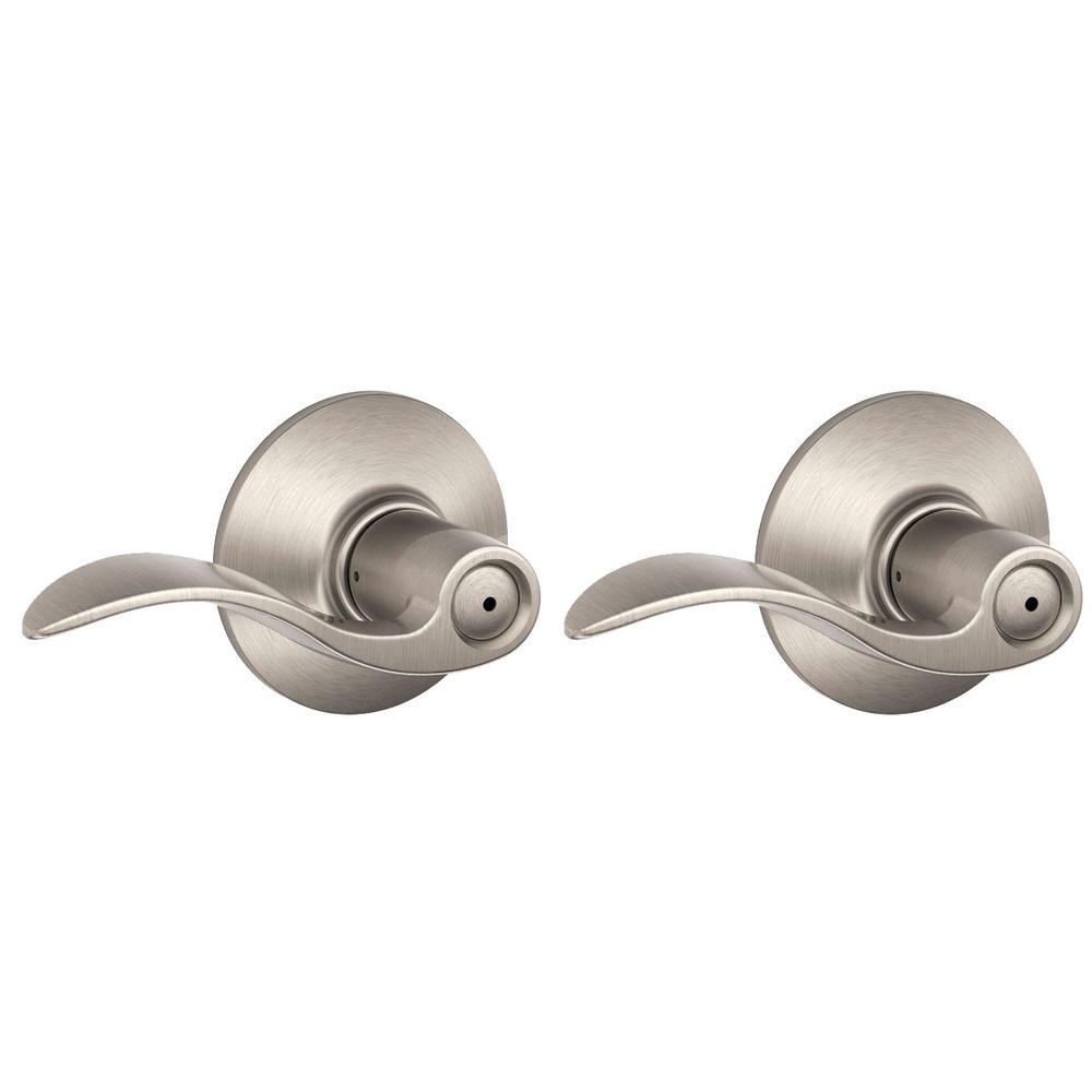 Accent Satin Nickel Privacy Bed/Bath Door Lever (2-Pack) - Super Arbor