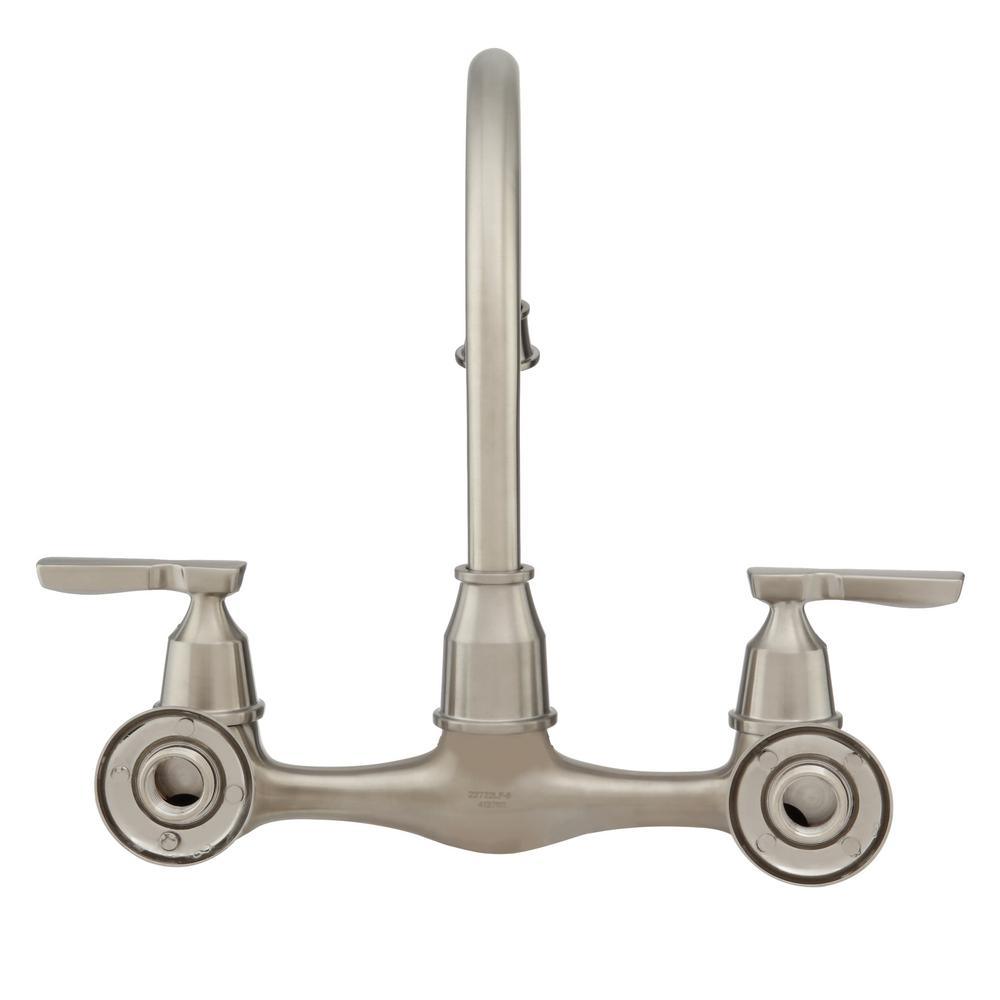 Corin 2-Handle Wall-Mount Kitchen Faucet in Stainless - Super Arbor