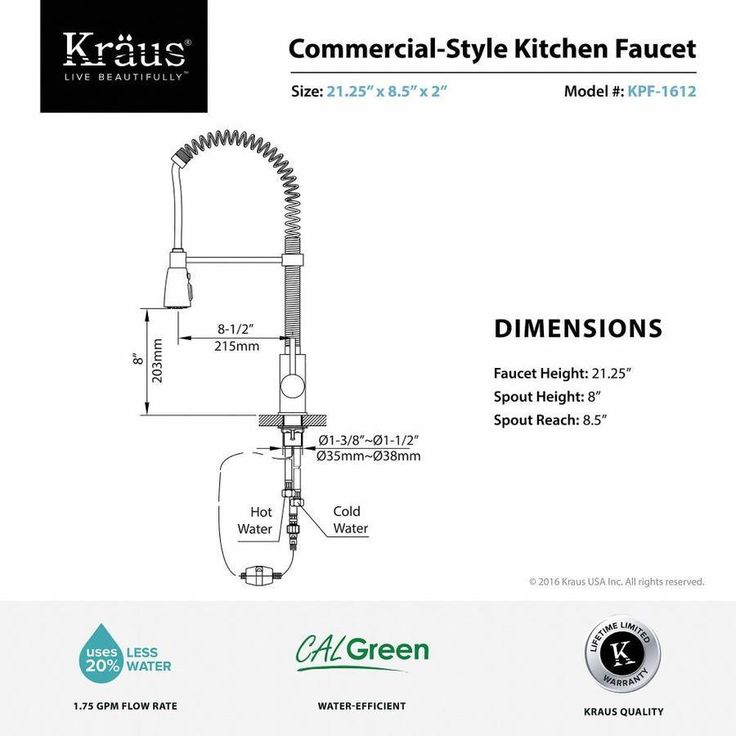 Kraus Premier Kitchen Faucet Stainless Steel 1-Handle Deck-Mount Pre-rinse Handle Kitchen Faucet