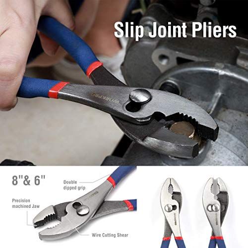 WORKPRO 7-piece Pliers Set (8-inch Groove Joint Pliers, 6-inch Long Nose, 6-inch Slip Joint, 4-1/2 Inch Long Nose, 6-inch Diagonal, 7-inch Linesman, 8-inch Slip Joint) for DIY & Home Use - Free Delivery