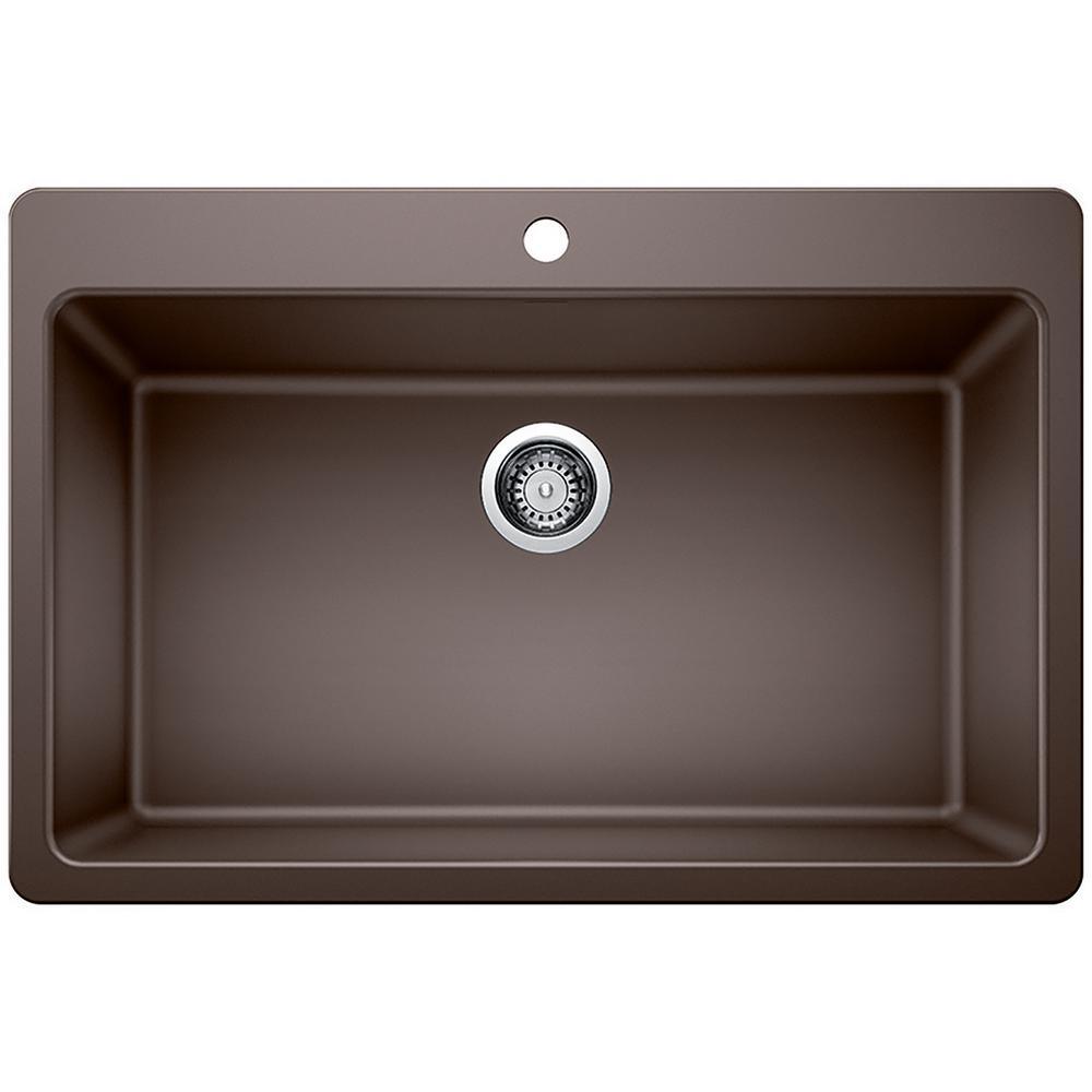 Glacier Bay Drop-in/Undermount Granite Composite 33 in. Single Bowl Kitchen Sink in White - Super Arbor
