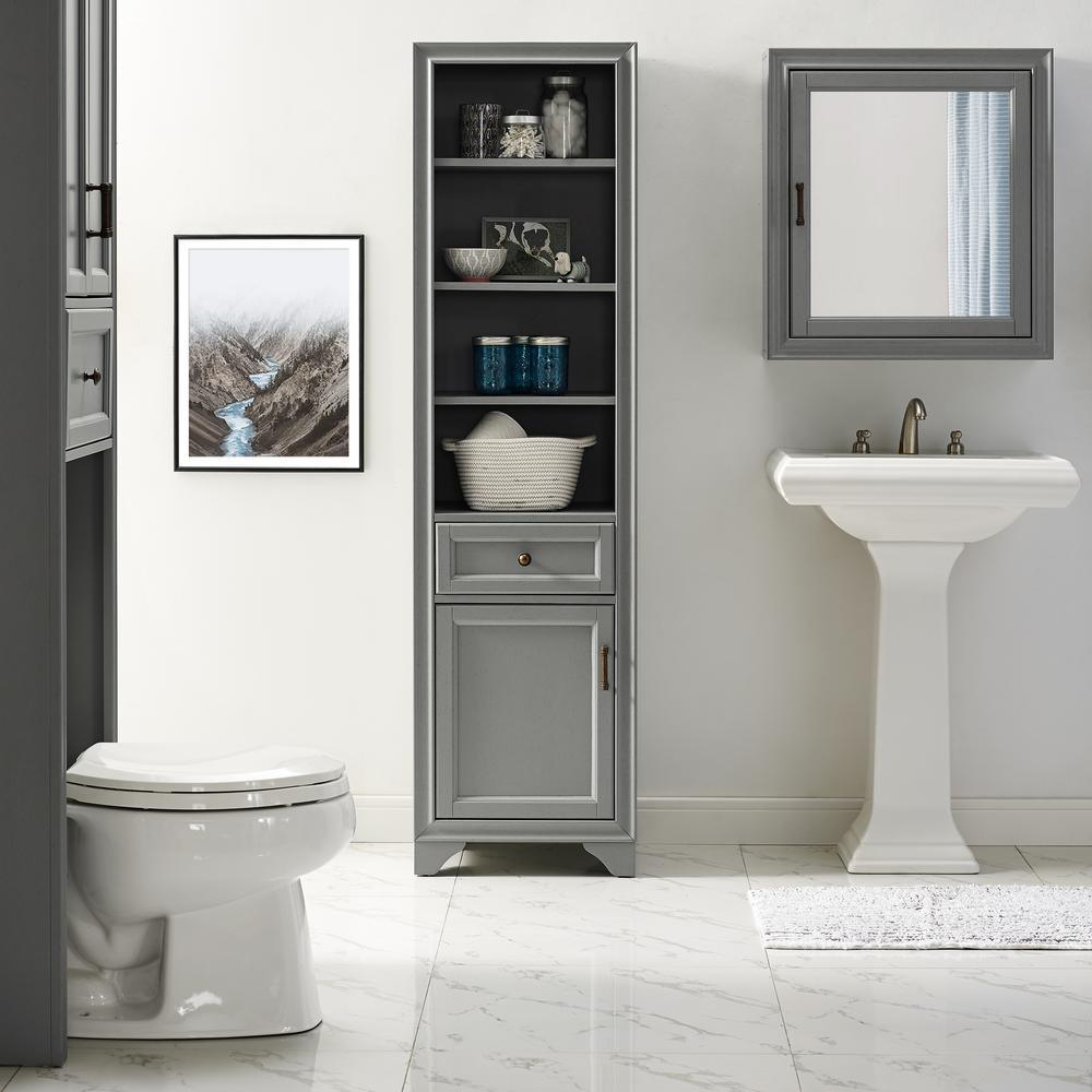 Tara 18 in. W x 15 in. D x 67.62 in. H Linen Cabinet in Grey - Super Arbor